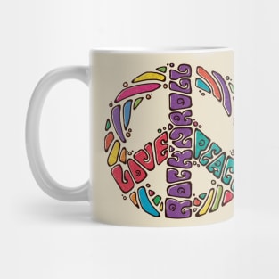 Peace, Love & Rock'n Roll Retro Colorful Mug